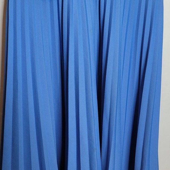 Vintage Dress Polyester Diolen Made in Europe Sz 44 Pleated Skirt Zip Back Belt - Picture 4 of 13